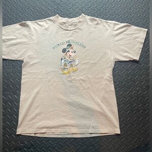 Beige Mickey Mouse T-Shirt with Cartoon Print